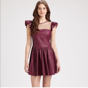 RED VALENTINO Leather & Point d'Esprit Dre…